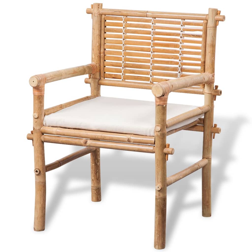 vidaXL 3-tlg. Bistro-Set mit Auflagen Bambus