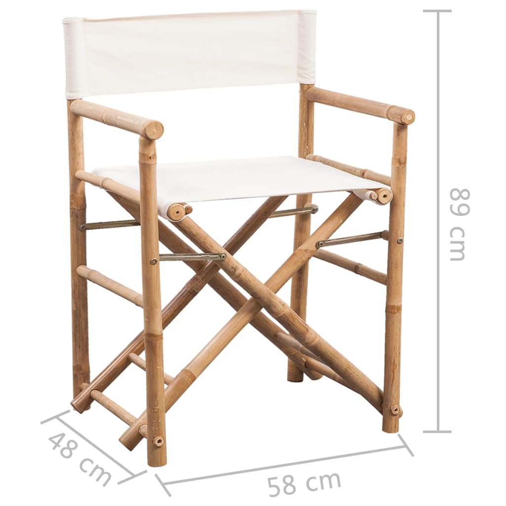 vidaXL Klappbarer Regiestuhl 2 Stk. Bambus und Canvas