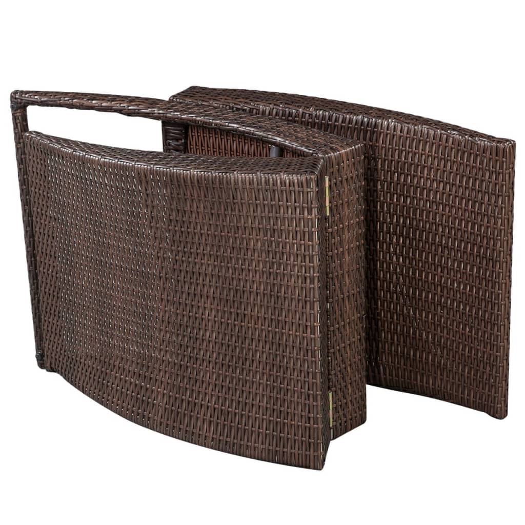 vidaXL Klappbare Sonnenliege mit Auflage Poly Rattan Braun