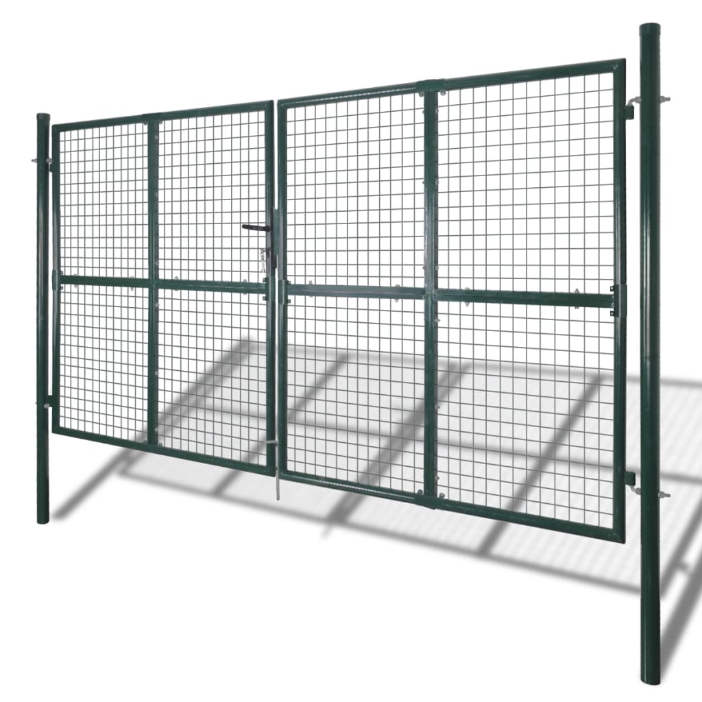 vidaXL Doppeltür-Gartentor 300x150 cm pulverbeschichteter Stahl