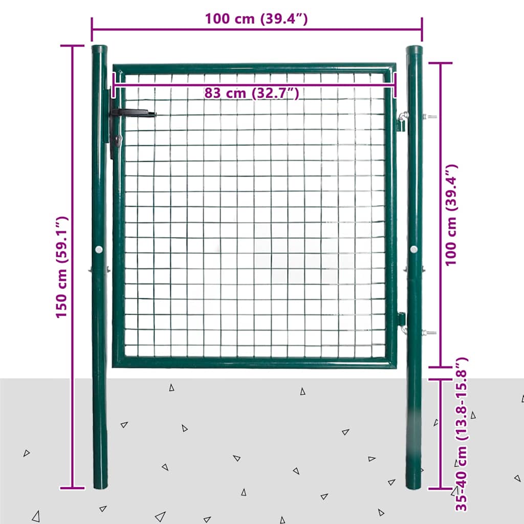 vidaXL Einzeltür-Gartentor 100x100 cm pulverbeschichteter Stahl