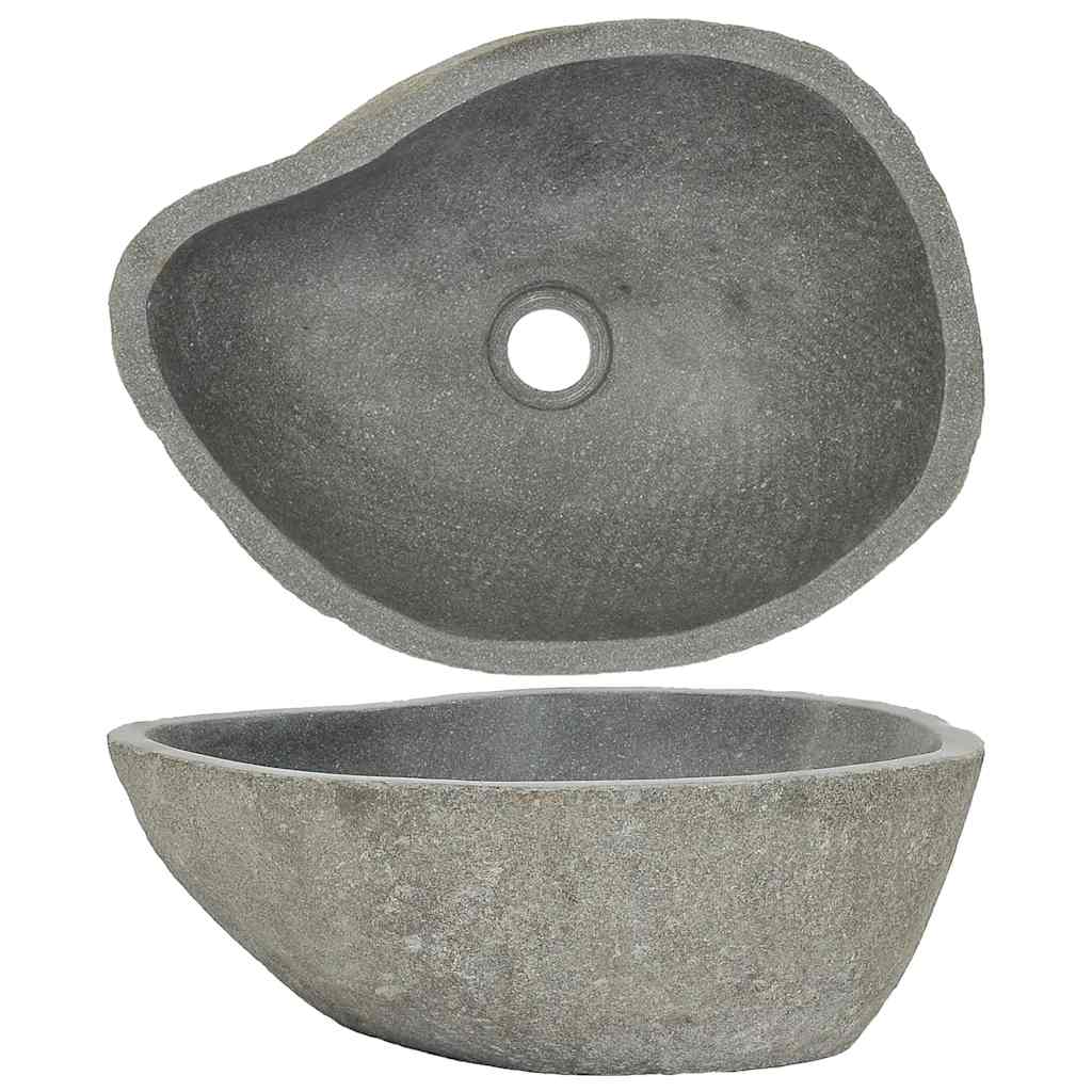 vidaXL Waschbecken Flussstein Oval (37-46)x(29-36) cm
