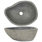 vidaXL Waschbecken Flussstein Oval (37-46)x(29-36) cm