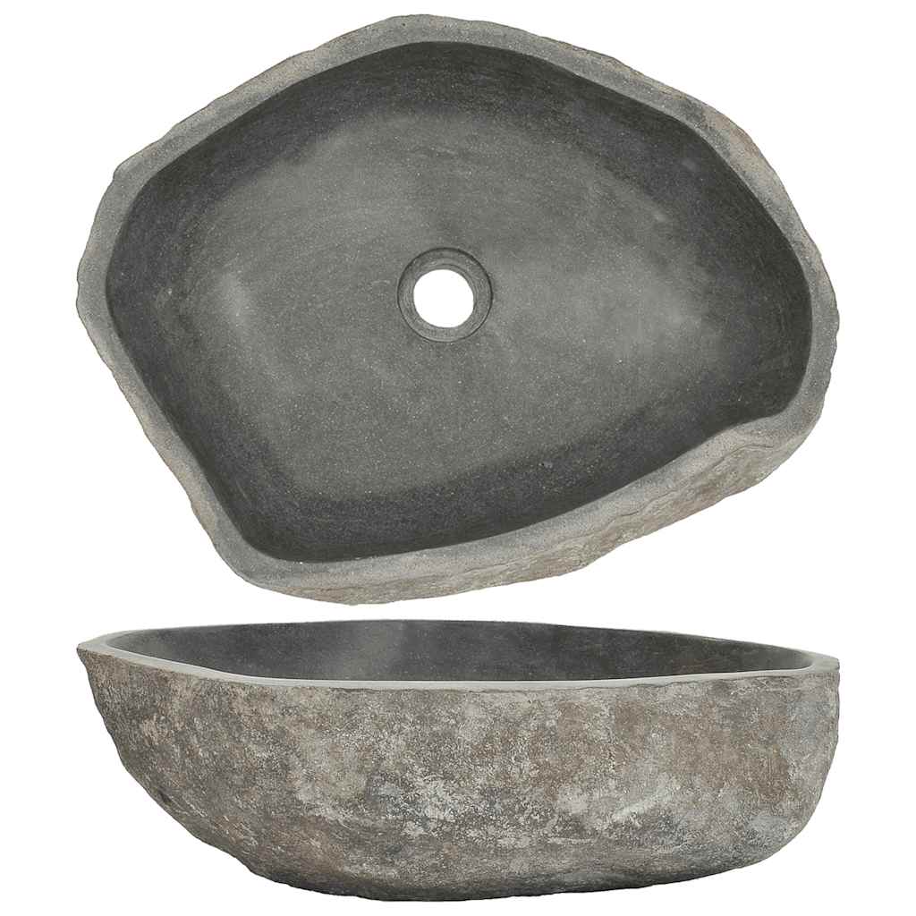 vidaXL Waschbecken Flussstein Oval (45-53)x(34-41) cm