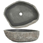vidaXL Waschbecken Flussstein Oval (45-53)x(34-41) cm