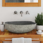 vidaXL Waschbecken Flussstein Oval (45-53)x(34-41) cm
