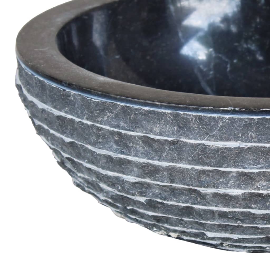 vidaXL Waschbecken Marmor 40 cm Schwarz