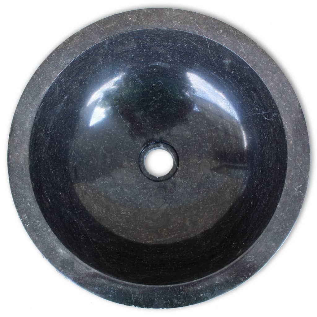 vidaXL Waschbecken Marmor 40 cm Schwarz
