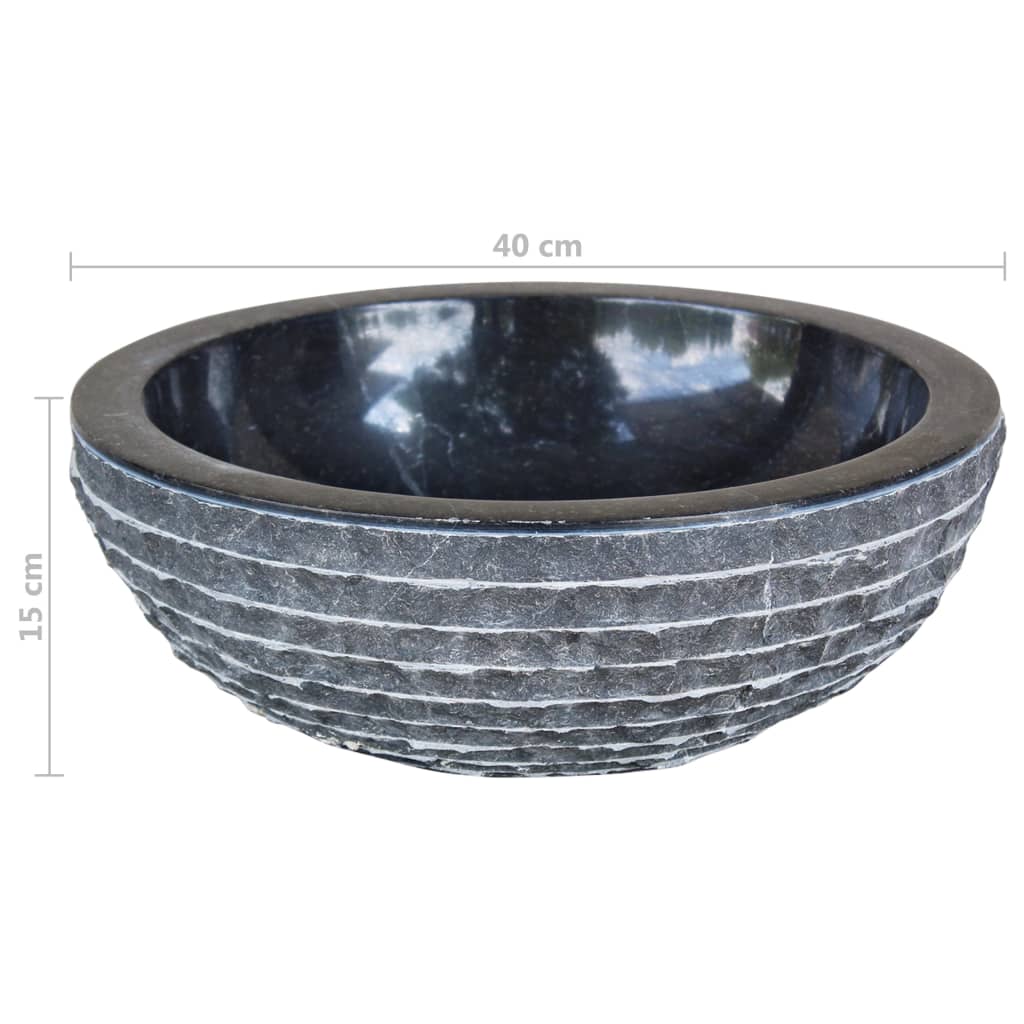 vidaXL Waschbecken Marmor 40 cm Schwarz