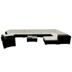 vidaXL 12-tlg. Garten-Lounge-Set mit Kissen Poly Rattan Schwarz
