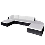 vidaXL 6-tlg. Garten-Lounge-Set mit Kissen Poly Rattan Schwarz