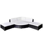 vidaXL 6-tlg. Garten-Lounge-Set mit Kissen Poly Rattan Schwarz