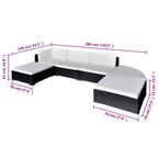 vidaXL 6-tlg. Garten-Lounge-Set mit Kissen Poly Rattan Schwarz