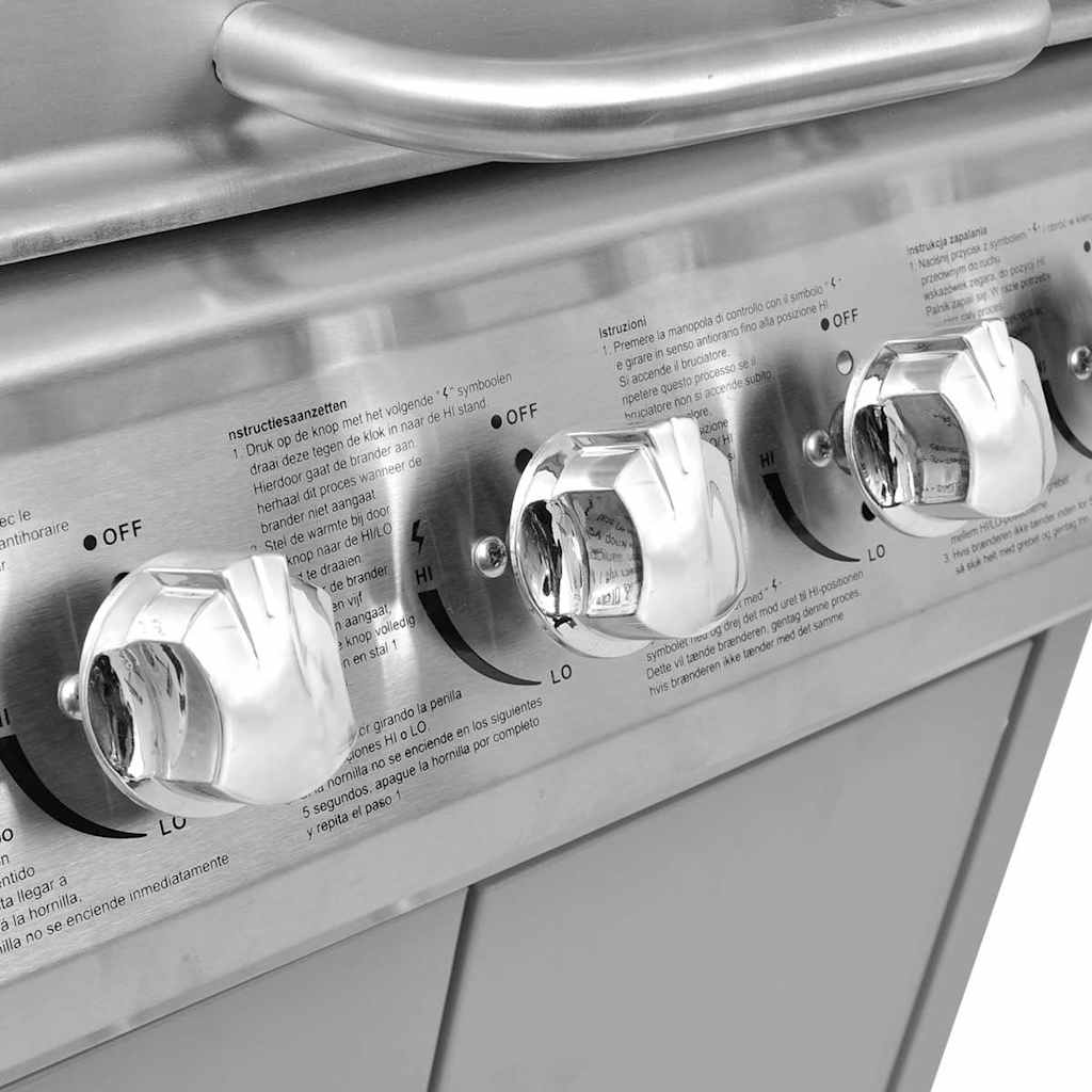 vidaXL Gasgrill 4+1 Flammen Silbern