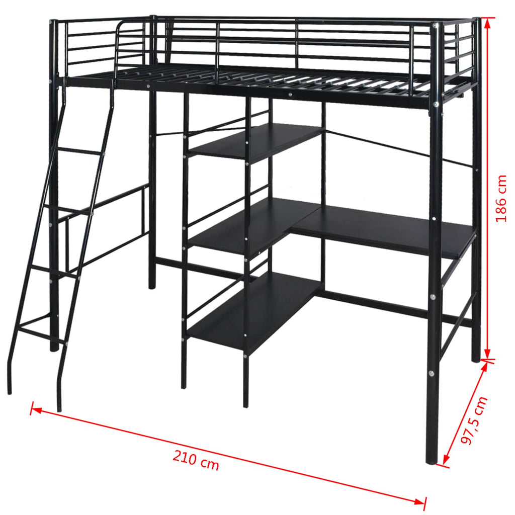 vidaXL Bett mit Matratze Schwarz 200 x 90 cm Metall