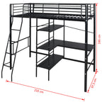 vidaXL Bett mit Matratze Schwarz 200 x 90 cm Metall