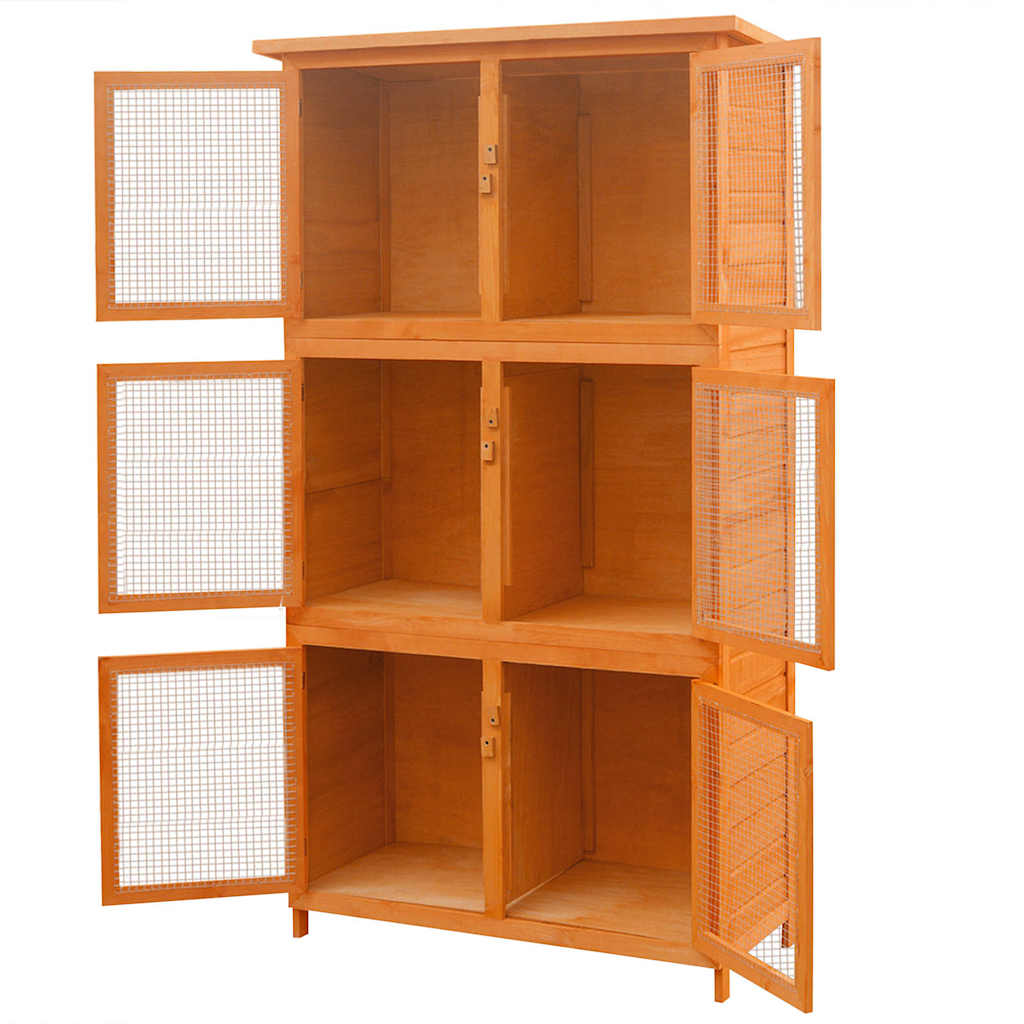 vidaXL Kleintier-/Kaninchenstall 6 Boxen Holz