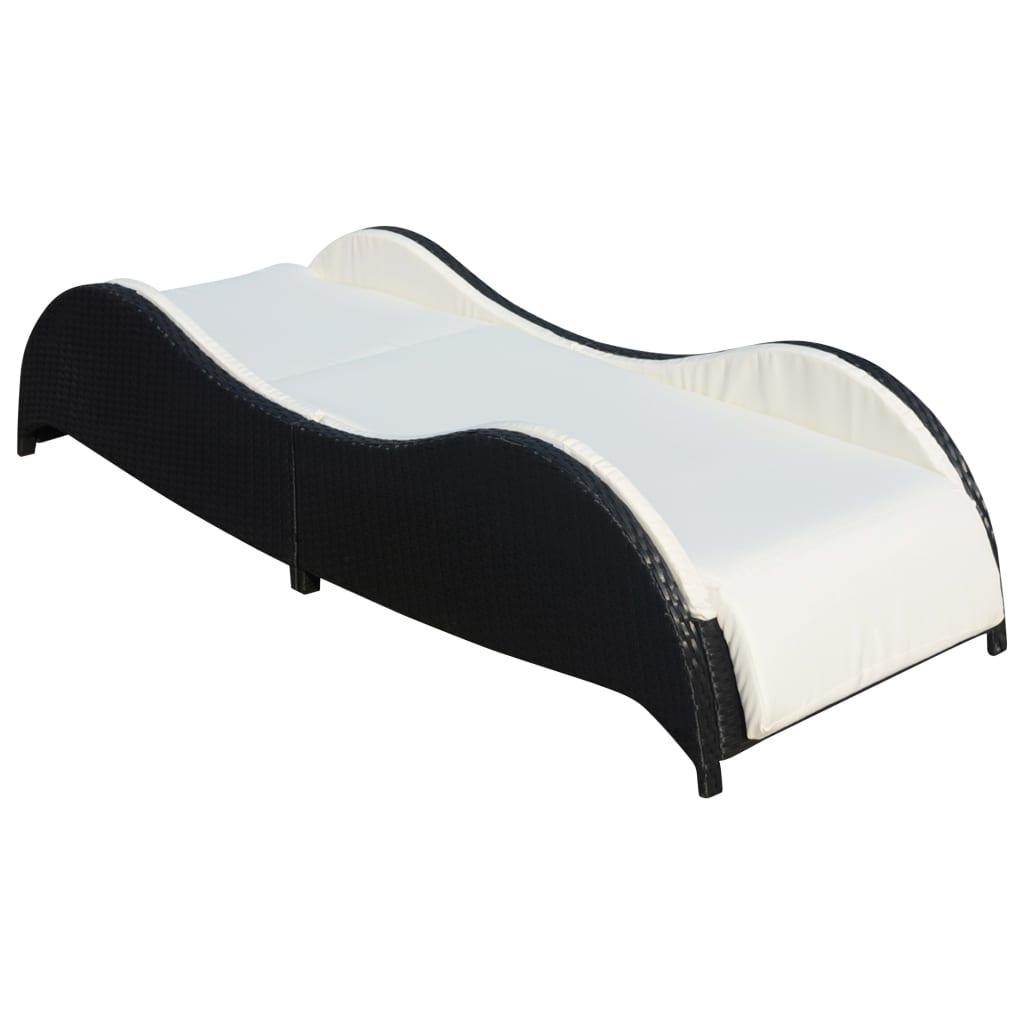 vidaXL Sonnenliege mit Polsterauflage Poly Rattan Schwarz