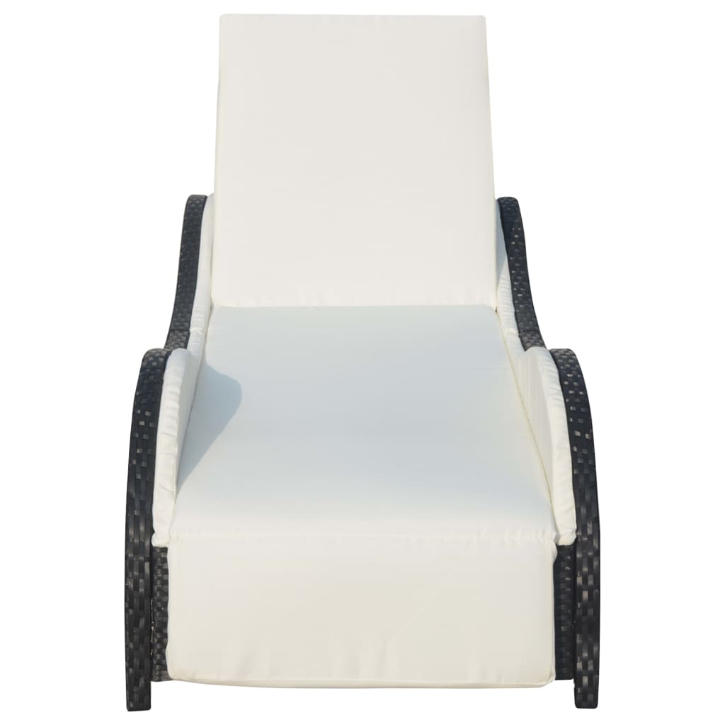 vidaXL Sonnenliege mit Polsterauflage Poly Rattan Schwarz