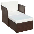 vidaXL Gartensessel mit Fußhocker Poly Rattan Braun