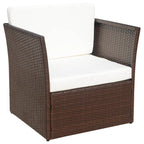 vidaXL Gartensessel mit Fußhocker Poly Rattan Braun