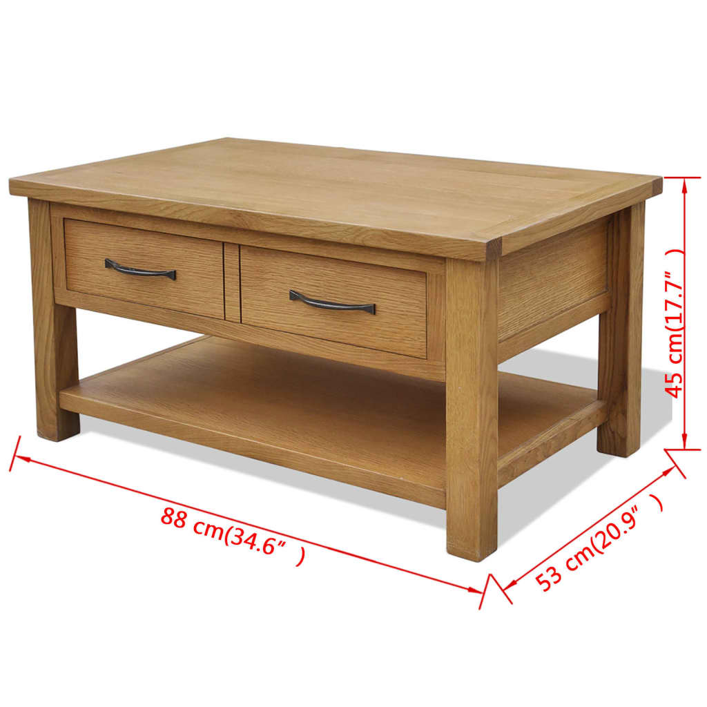 vidaXL Couchtisch 88x53x45 cm Massivholz Eiche