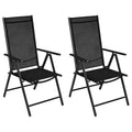 vidaXL Gartenstühle Klappbar 2 Stk. Aluminium und Textilene Schwarz