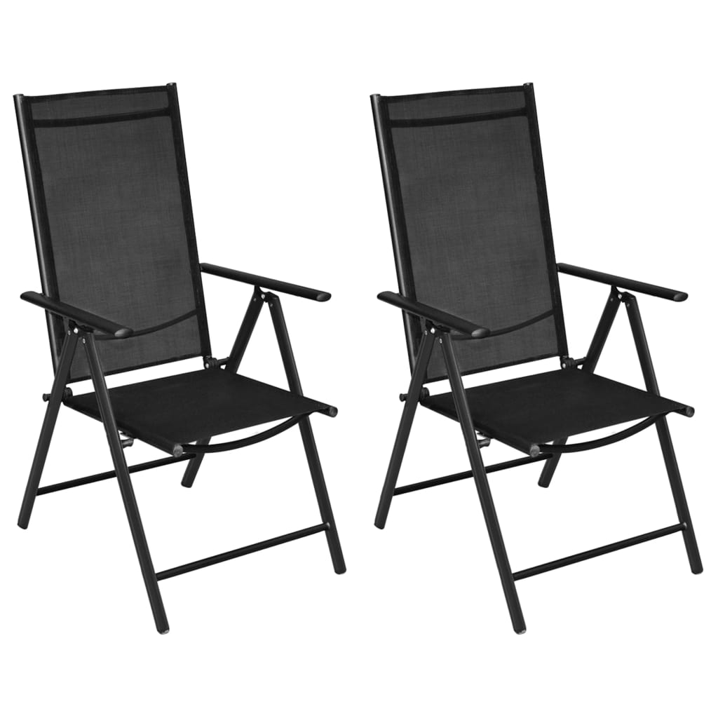 vidaXL Gartenstühle Klappbar 2 Stk. Aluminium und Textilene Schwarz