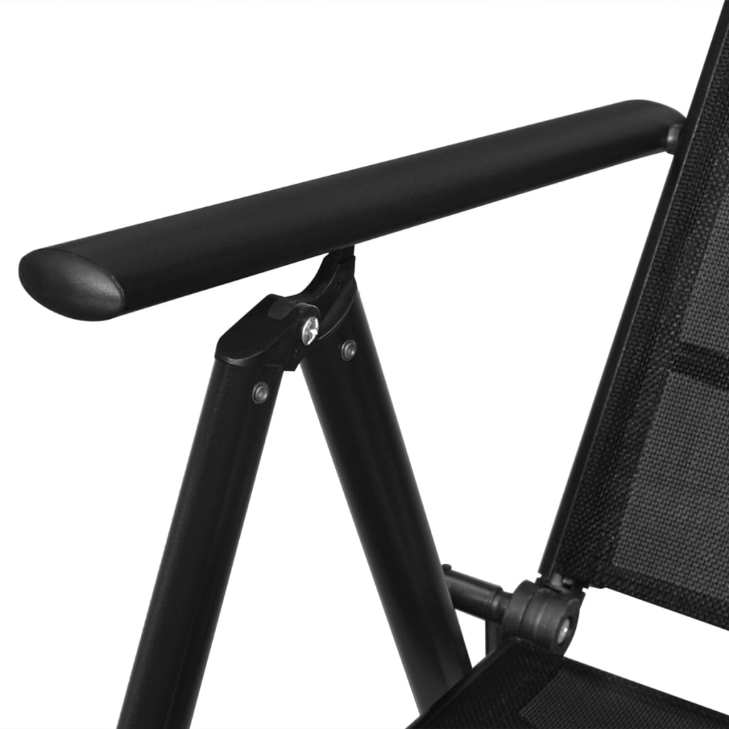 vidaXL Gartenstühle Klappbar 2 Stk. Aluminium und Textilene Schwarz