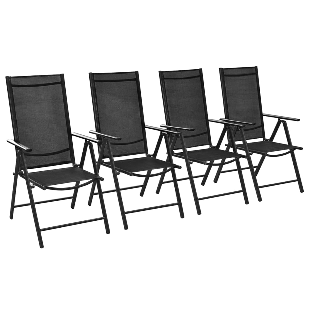 vidaXL Gartenstühle Klappbar 4 Stk. Aluminium und Textilene Schwarz