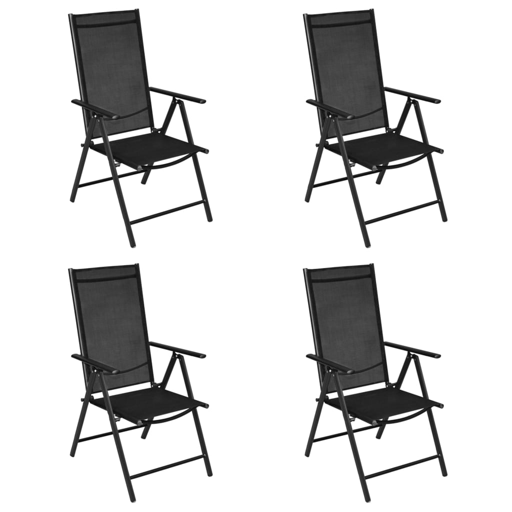 vidaXL Gartenstühle Klappbar 4 Stk. Aluminium und Textilene Schwarz