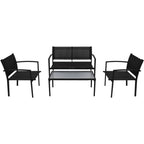 vidaXL 4-tlg. Garten-Lounge-Set Textilene Schwarz