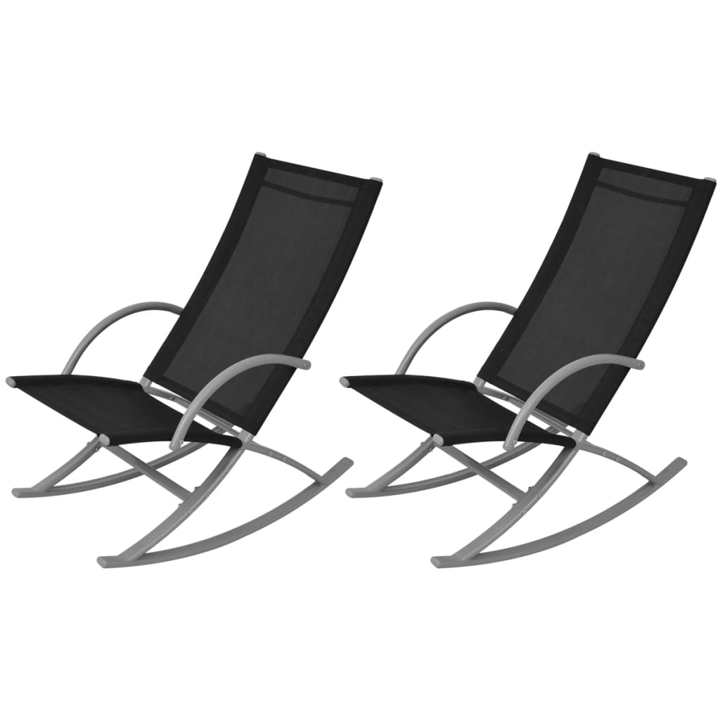 vidaXL Garten-Schaukelstühle 2 Stk. Stahl und Textiline Schwarz