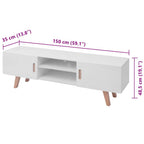 vidaXL TV-Schrank MDF 150x35x48,5 cm Hochglanz-Weiß