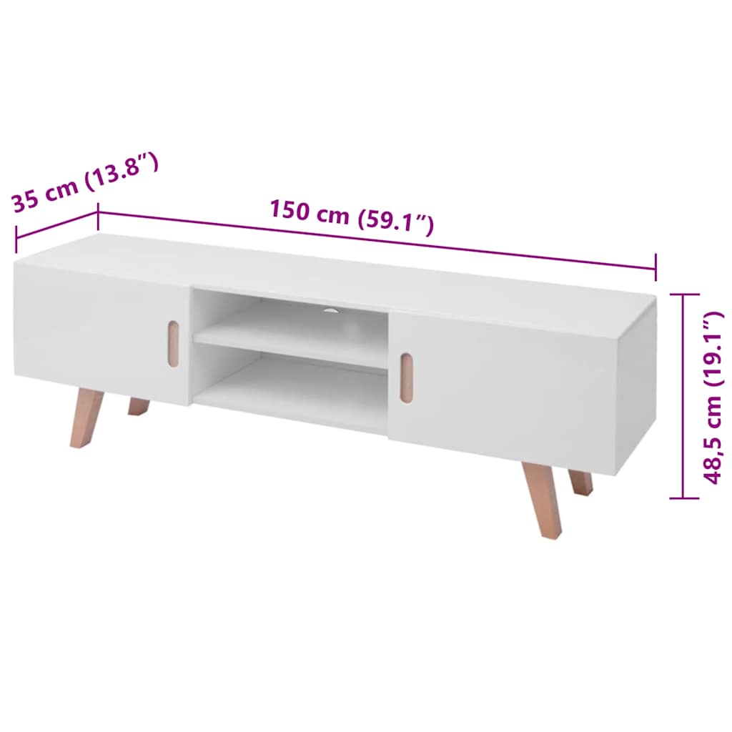vidaXL TV-Schrank MDF 150x35x48,5 cm Hochglanz-Weiß