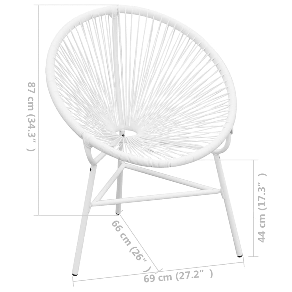 vidaXL Garten-Mondstuhl Poly Rattan Weiß