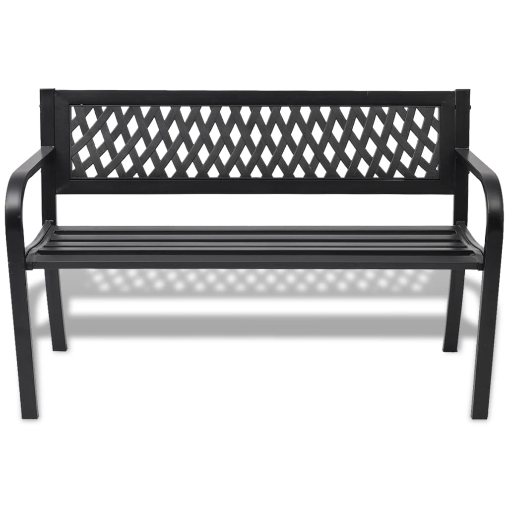 vidaXL Gartenbank 118 cm Stahl Schwarz