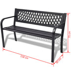 vidaXL Gartenbank 118 cm Stahl Schwarz