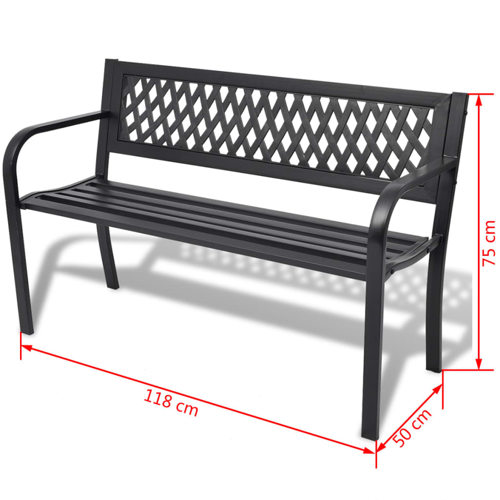 vidaXL Gartenbank 118 cm Stahl Schwarz