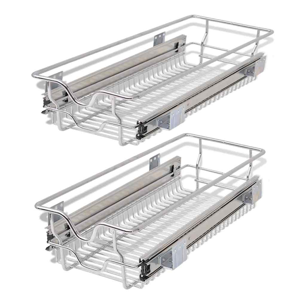 vidaXL Einbauschublade Korbauszug 2 Stk. Silbern 300 mm