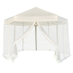 vidaXL Hexagonal Pop-Up Zelt mit 6 Seitenwänden Cremeweiß 3,6x3,1 m