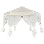vidaXL Hexagonal Pop-Up Zelt mit 6 Seitenwänden Cremeweiß 3,6x3,1 m