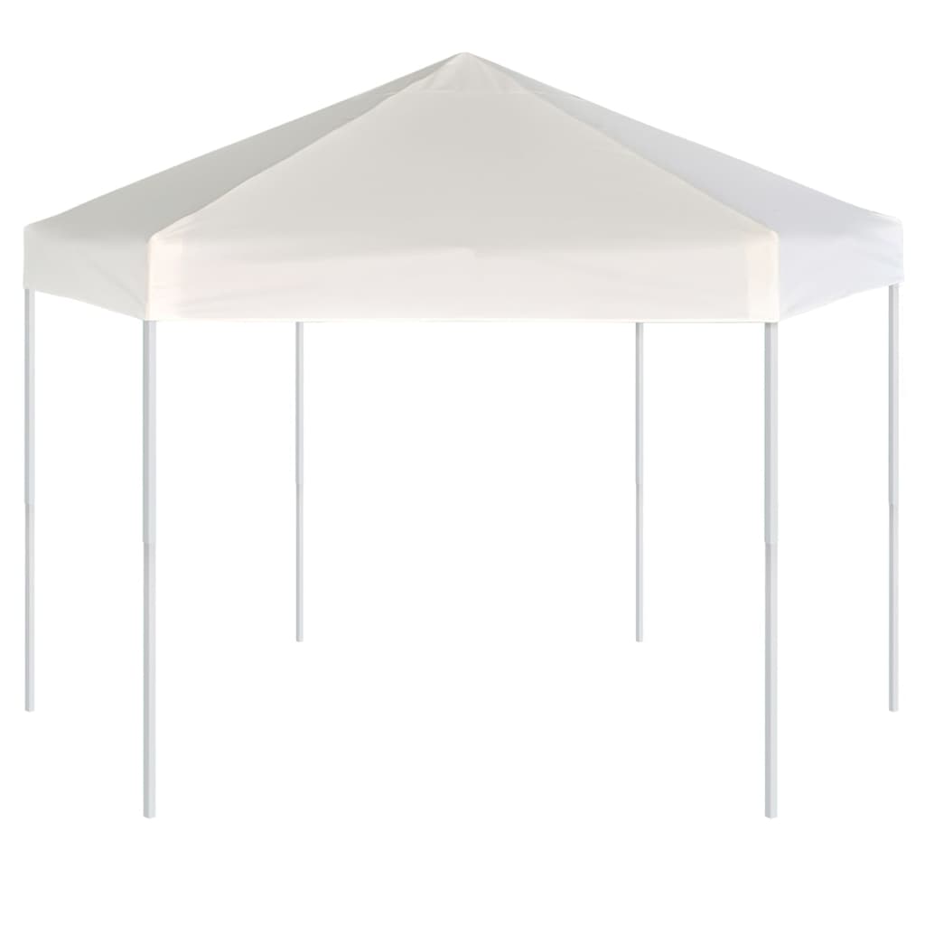 vidaXL Hexagonal Pop-Up Zelt mit 6 Seitenwänden Cremeweiß 3,6x3,1 m