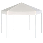 vidaXL Hexagonal Pop-Up Zelt mit 6 Seitenwänden Cremeweiß 3,6x3,1 m