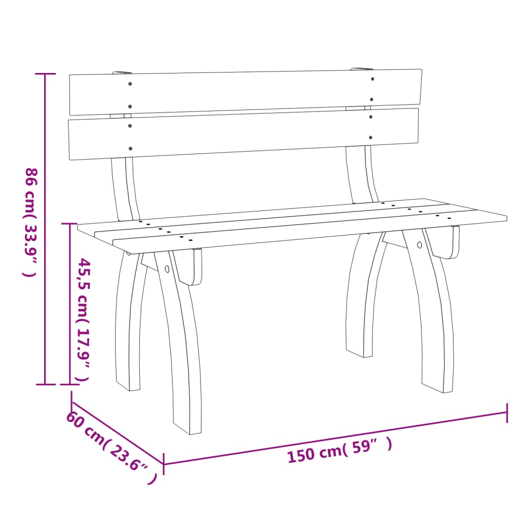 vidaXL Gartenbank 150 cm Kiefernholz Imprägniert