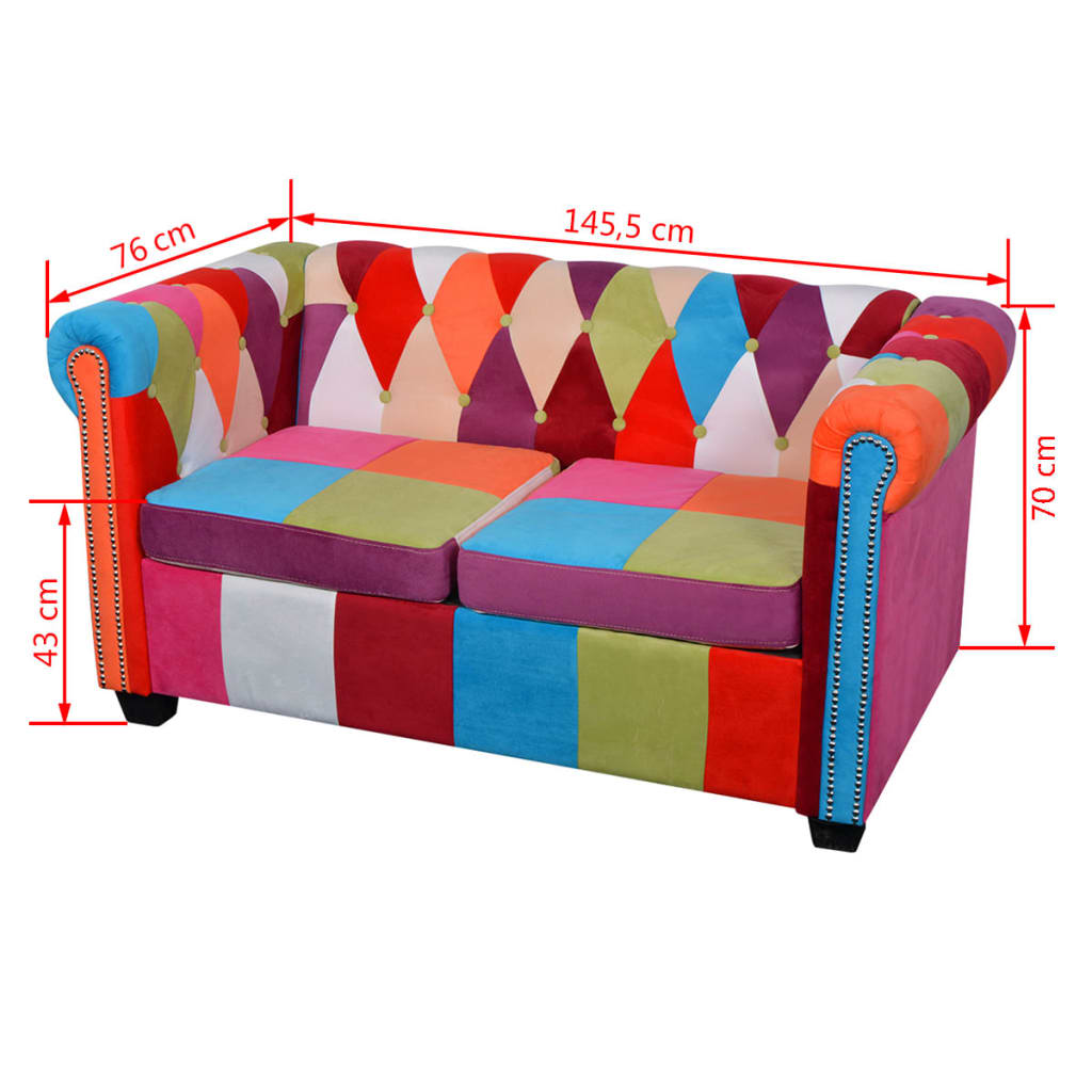 vidaXL Chesterfield-Sofa 2-Sitzer-Sofa Stoff