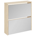 vidaXL Schuhschrank mit 2 Fächern Spiegel Eiche-Optik 63x17x67 cm