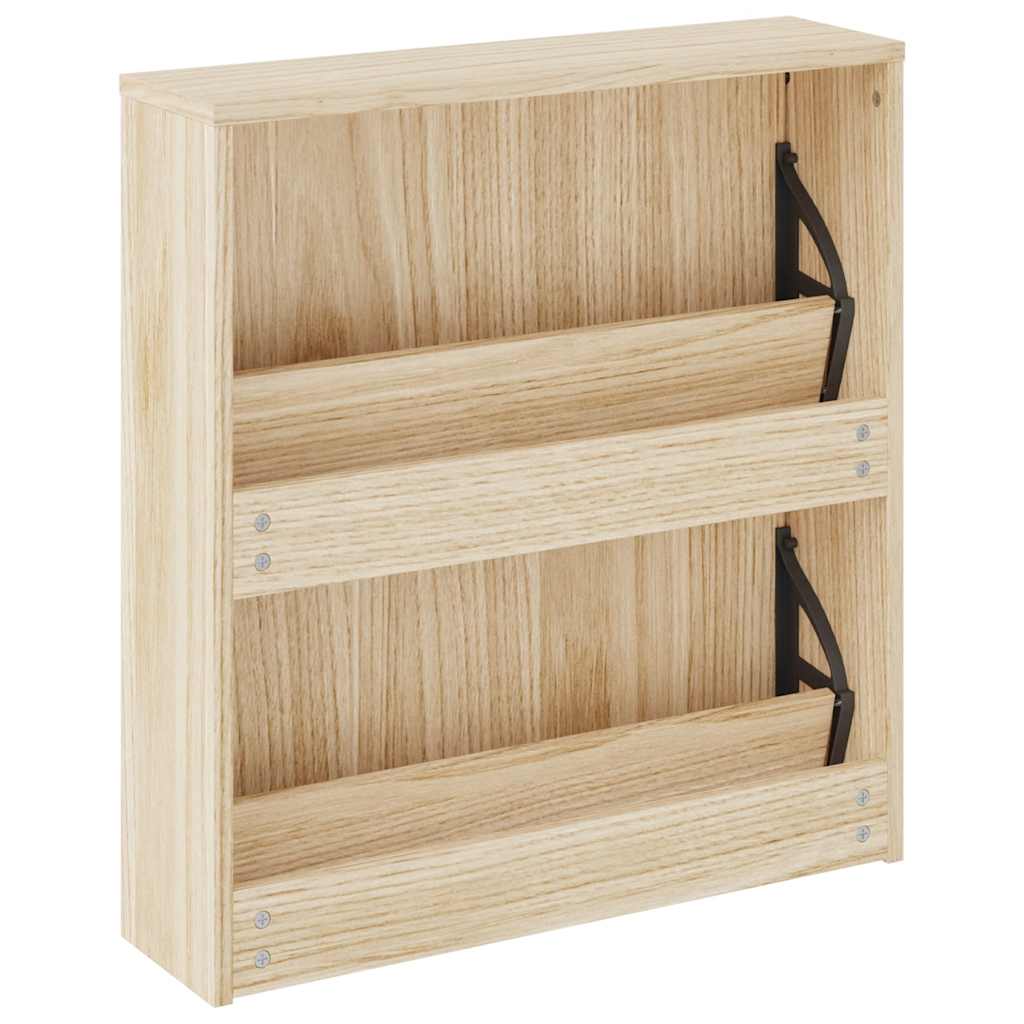vidaXL Schuhschrank mit 2 Fächern Spiegel Eiche-Optik 63x17x67 cm