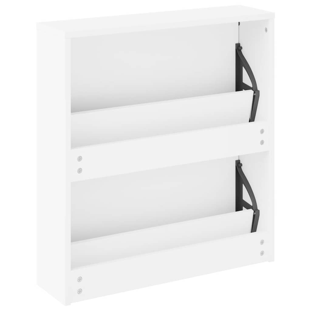 vidaXL Schuhschrank mit 2 Fächern Spiegel Weiß 63x17x67 cm