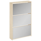 vidaXL Schuhschrank mit 3 Fächern Spiegel Eiche-Optik 63x17x102,5 cm